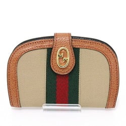 Gucci GUCCI Old Sherry Line Key Case 6 Rows Beige Green/Red/Green Canvas/Leather Web Stripe