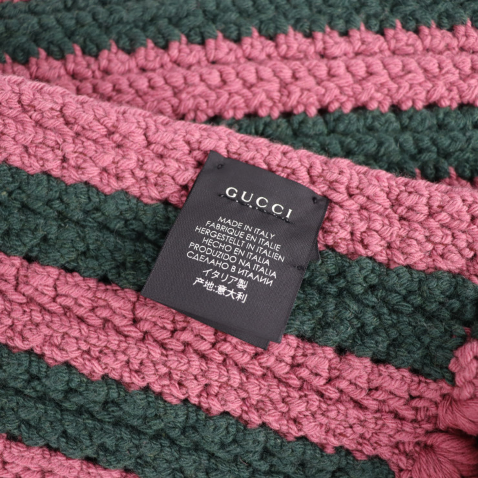 GUCCI Gucci muffler 486216 wool cashmere nylon pink green stripe long