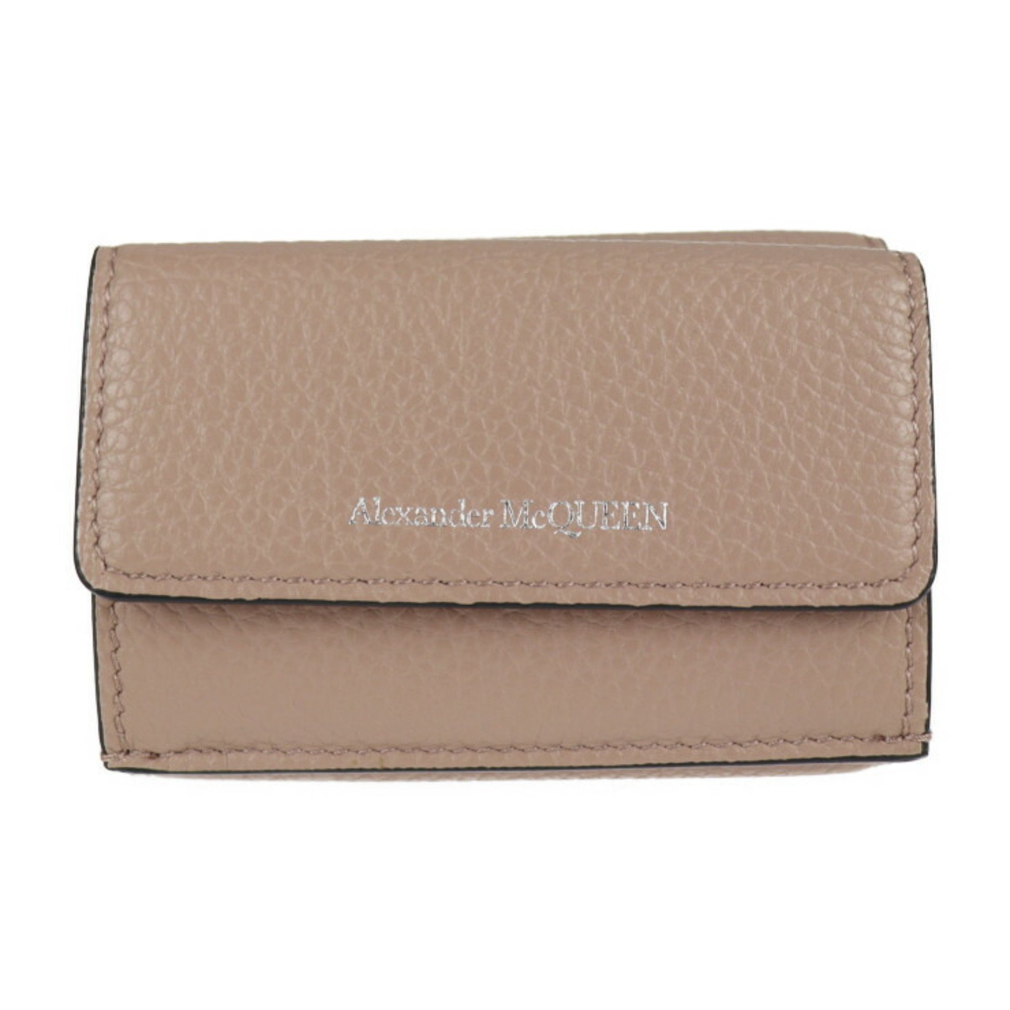 Alexander McQueen Mini Wallet Trifold 573524 Leather Pink Beige Compact