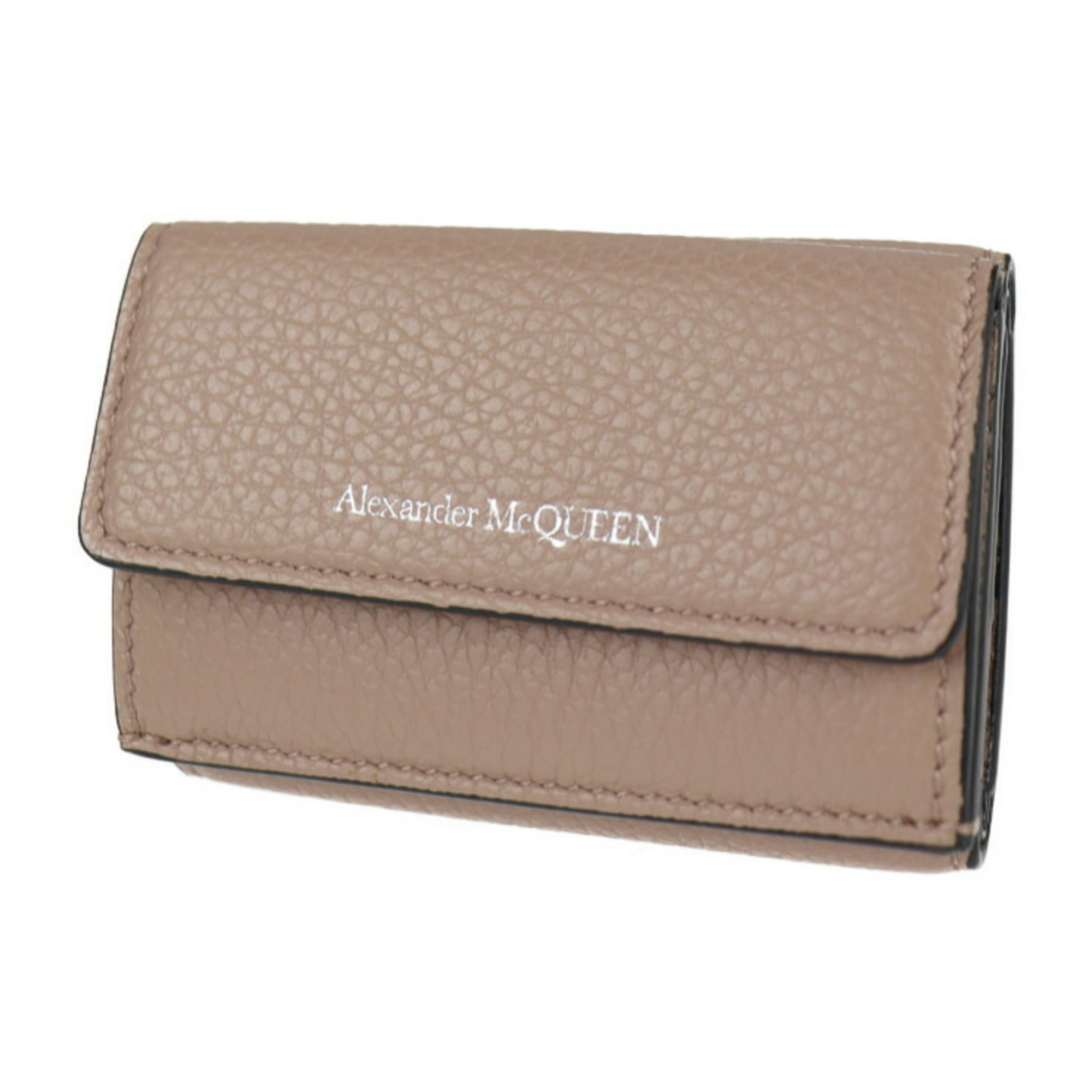 Alexander McQueen Mini Wallet Trifold 573524 Leather Pink Beige Compact