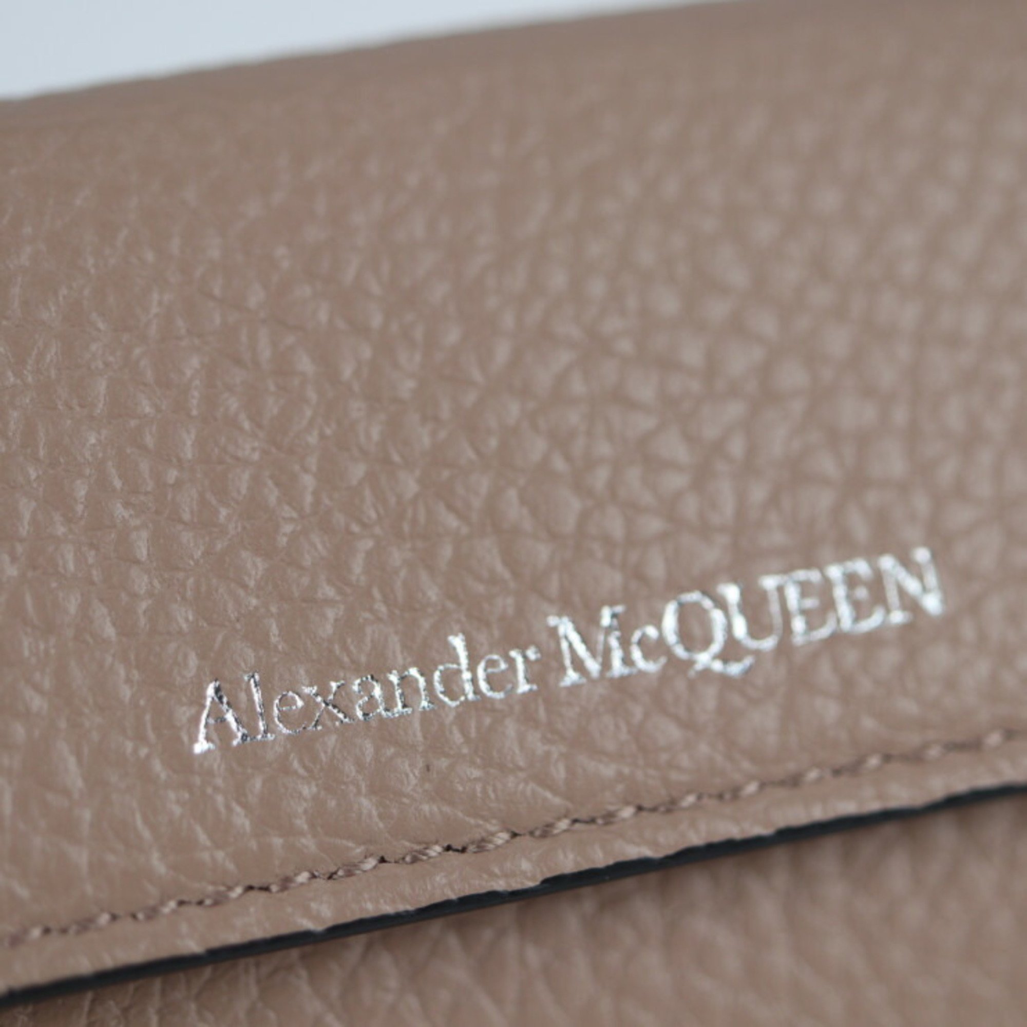 Alexander McQueen Mini Wallet Trifold 573524 Leather Pink Beige Compact