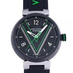 Louis Vuitton LOUIS VUITTON Tambour Otomatic Damier Graphite Race QBB161 Black Dial Watch Men's