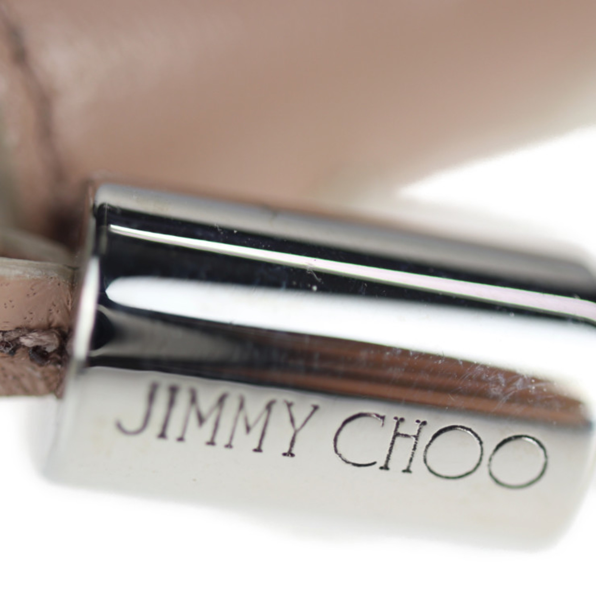 JIMMY CHOO Jimmy Choo NELLIE coin case leather pink beige series round fastener studs purse