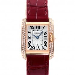 Cartier Tank Anglaise SM Bezel Diamond WT100013 Silver Dial Watch Women's