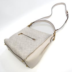 Coach Signature Shay 597 Women's Leather,Coated Canvas Shoulder Bag,Tote Bag Gray,White