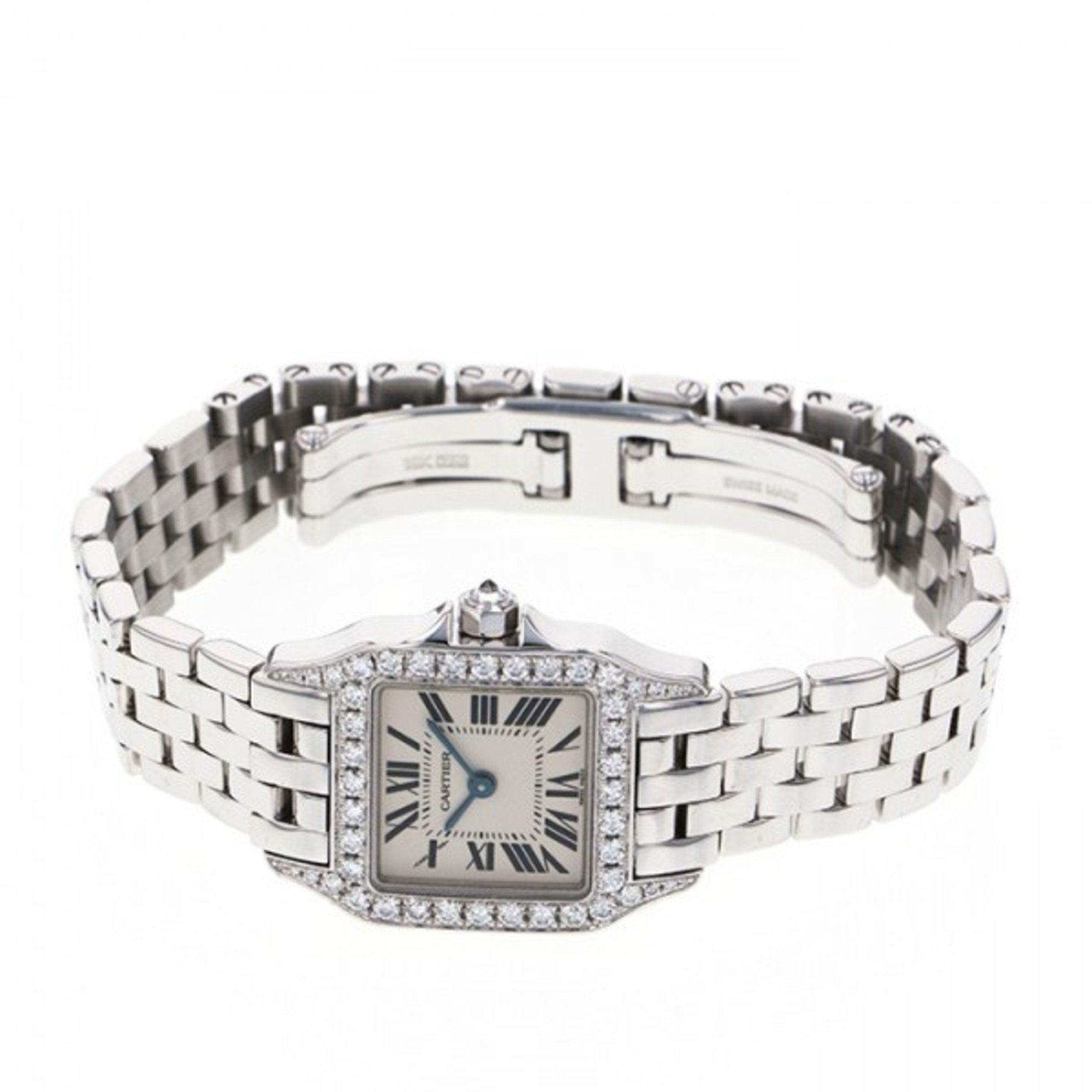 Cartier Santos de Moiselle SM WF9003Y8 silver dial watch ladies