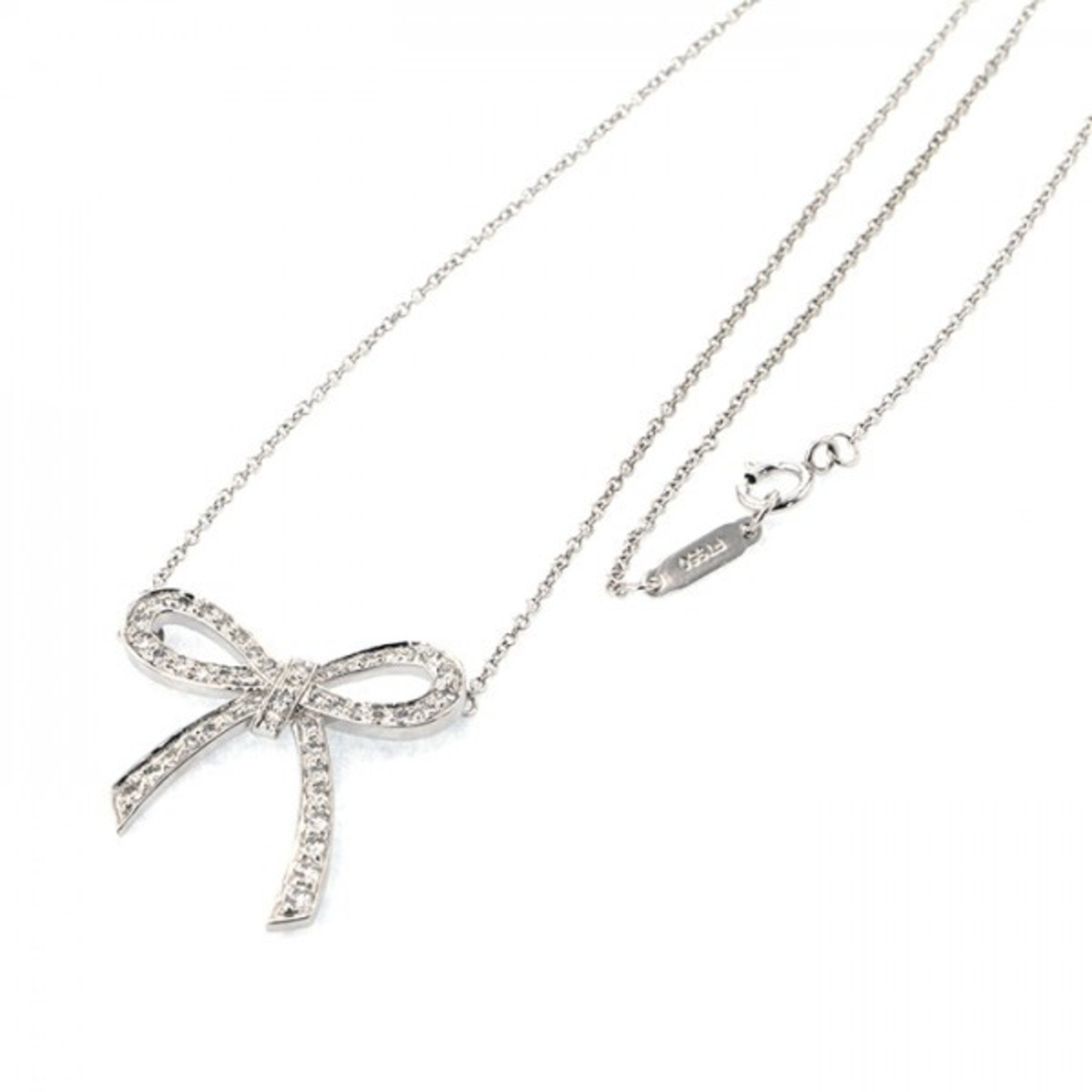 Tiffany Bow Ribbon Diamond Necklace/Pendant PT950