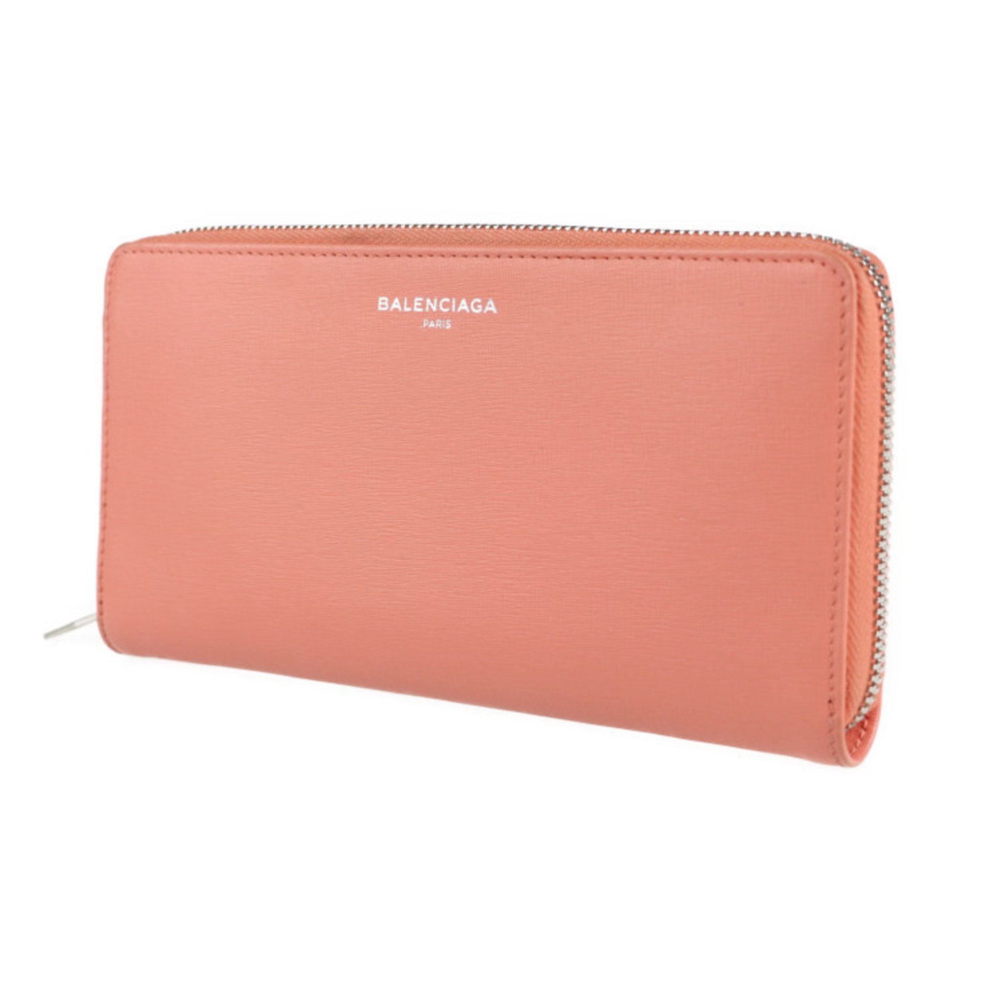 BALENCIAGA Balenciaga essential long wallet 519641 leather salmon pink round zipper