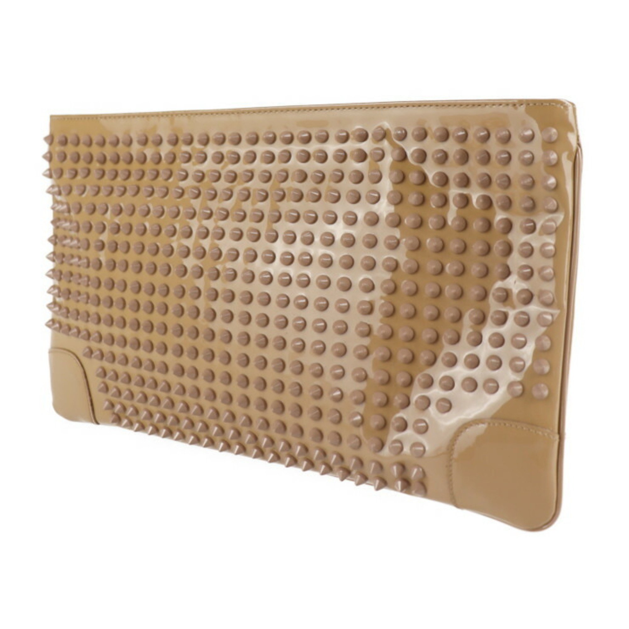 Christian Louboutin LOUBIPOSH rubiposshu clutch bag 3120508 patent leather beige studs 2WAY chain shoulder