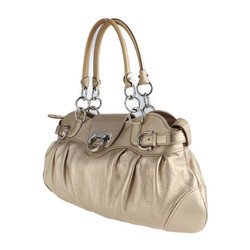 Salvatore Ferragamo Gancini handbag 21 8402 nappa leather DUNE beige gold series semi-shoulder