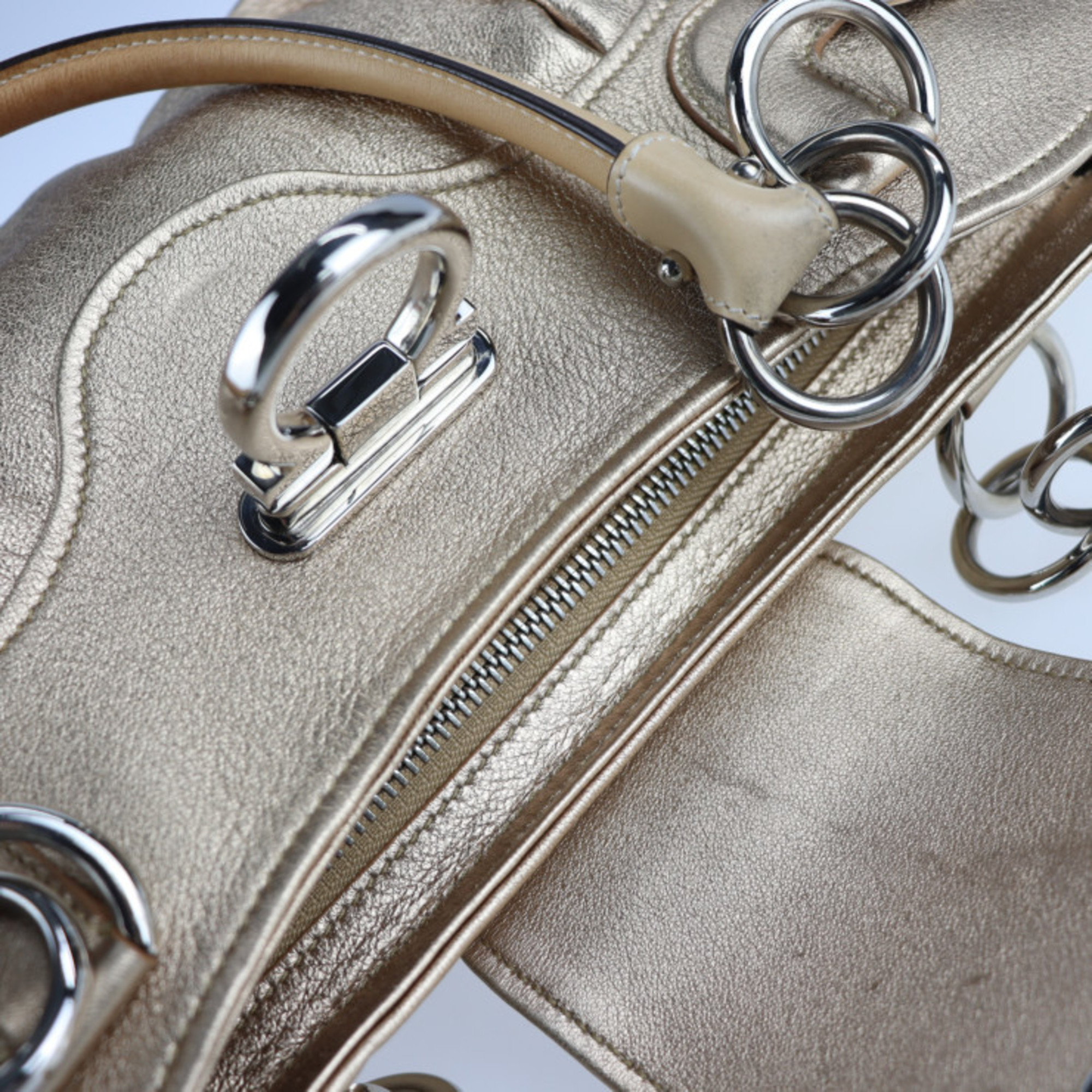 Salvatore Ferragamo Gancini handbag 21 8402 nappa leather DUNE beige gold series semi-shoulder