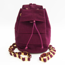 Salvatore Ferragamo Vara AU-21 5666 Women's Leather,Canvas Backpack Purple