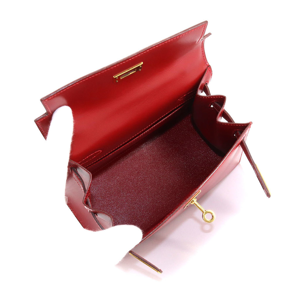 Hermes 20cm Rouge Vif Calf Box Leather Mini Kelly Bag with Gold, Lot  #56155