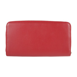 JIMMY CHOO Jimmy Choo ATHINI ZIP long wallet leather red gold metal fittings round fastener tassel