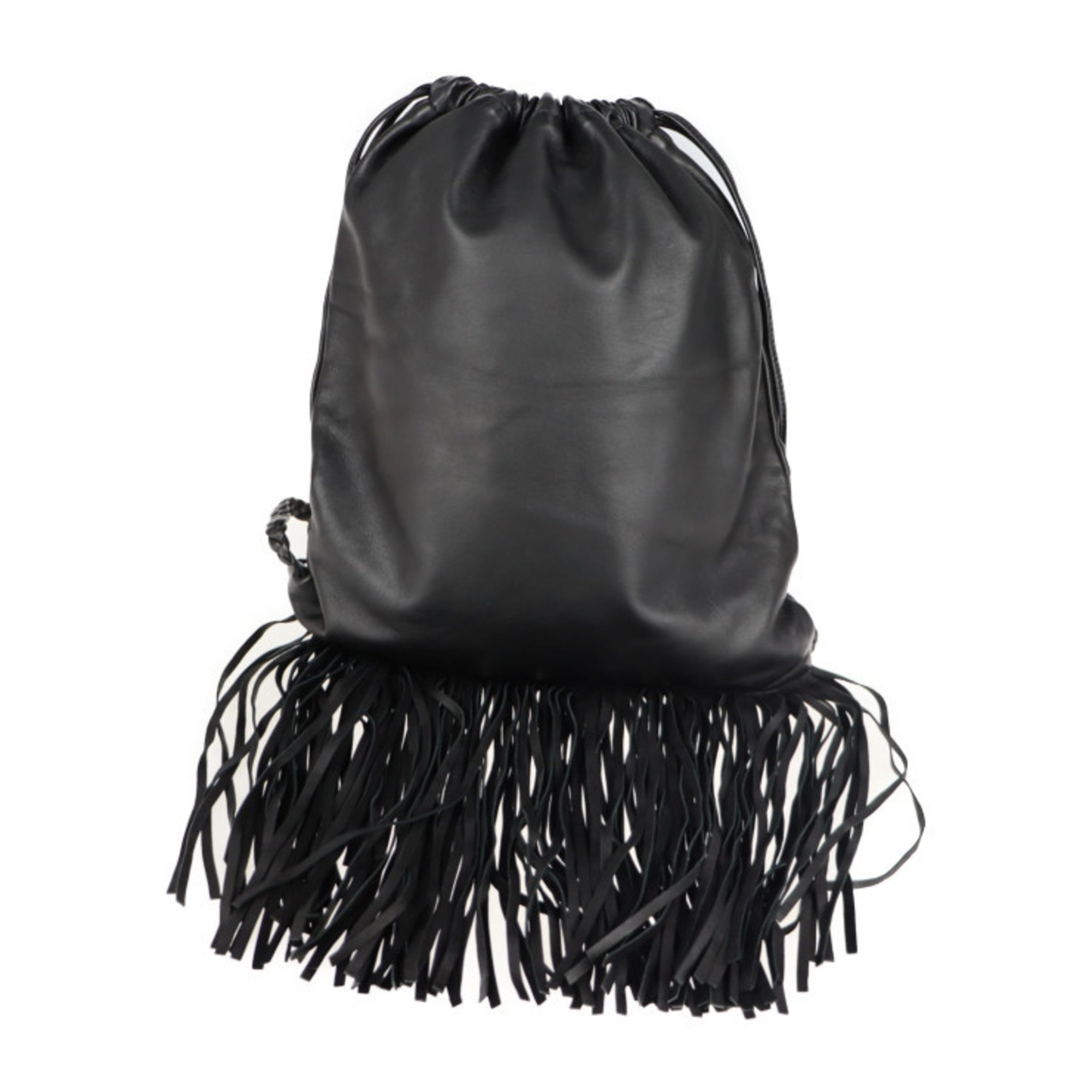 Valentino Red Backpack/Daypack Leather Black Fringe Drawstring