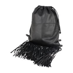 Valentino Red Backpack/Daypack Leather Black Fringe Drawstring