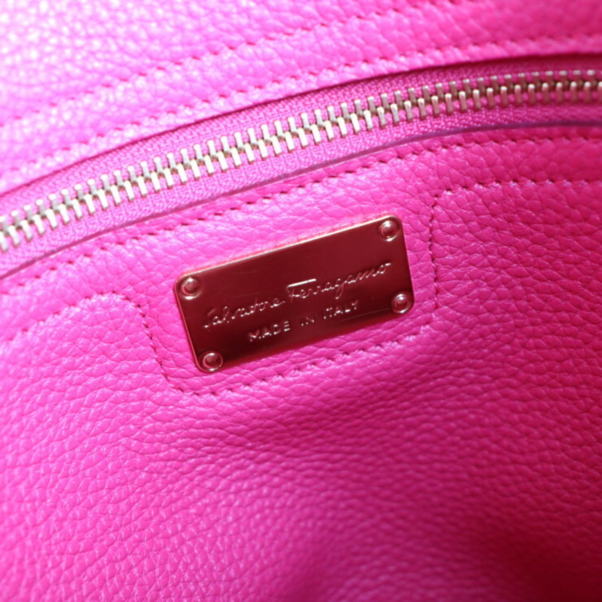 Salvatore Ferragamo Gancini Handbag 21F865 Leather Pink 2WAY