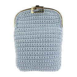 FENDI Fendi Baguette Smartphone Bag Shoulder 7AR966 Cotton Light Blue 2WAY Clutch Fabric Mini