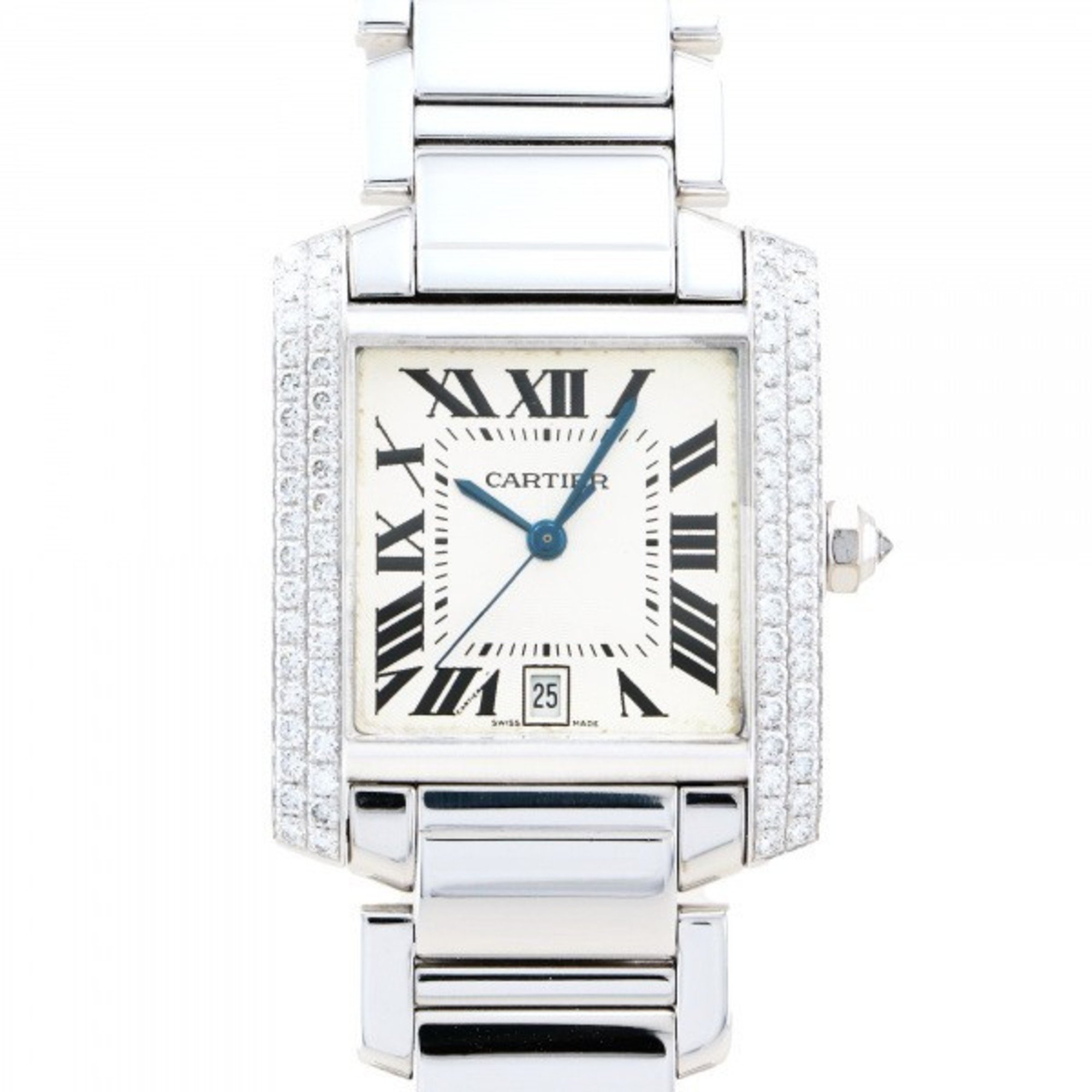 Cartier Tank Francaise LM WE1003SF Silver Dial Watch Men's