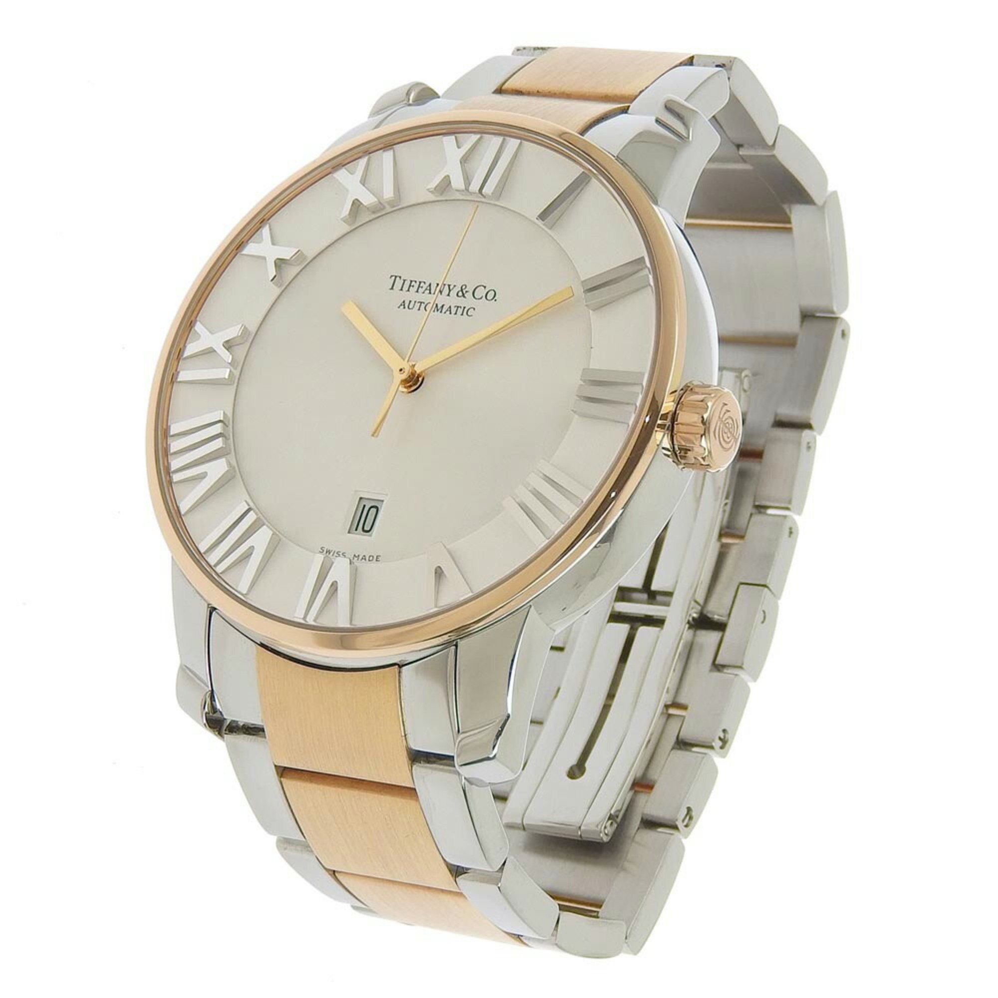 Tiffany Atlas Dome Z1810.68.13A21A.00A Stainless Steel x Gold Plated Automatic Winding Analog Display Men's White Dial Watch