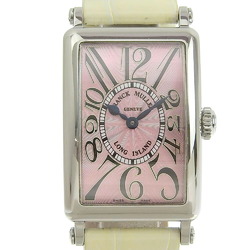 Franck Muller Long Island 902QZ Stainless Steel x Leather Silver Quartz Analog Display Ladies Pink Dial Watch