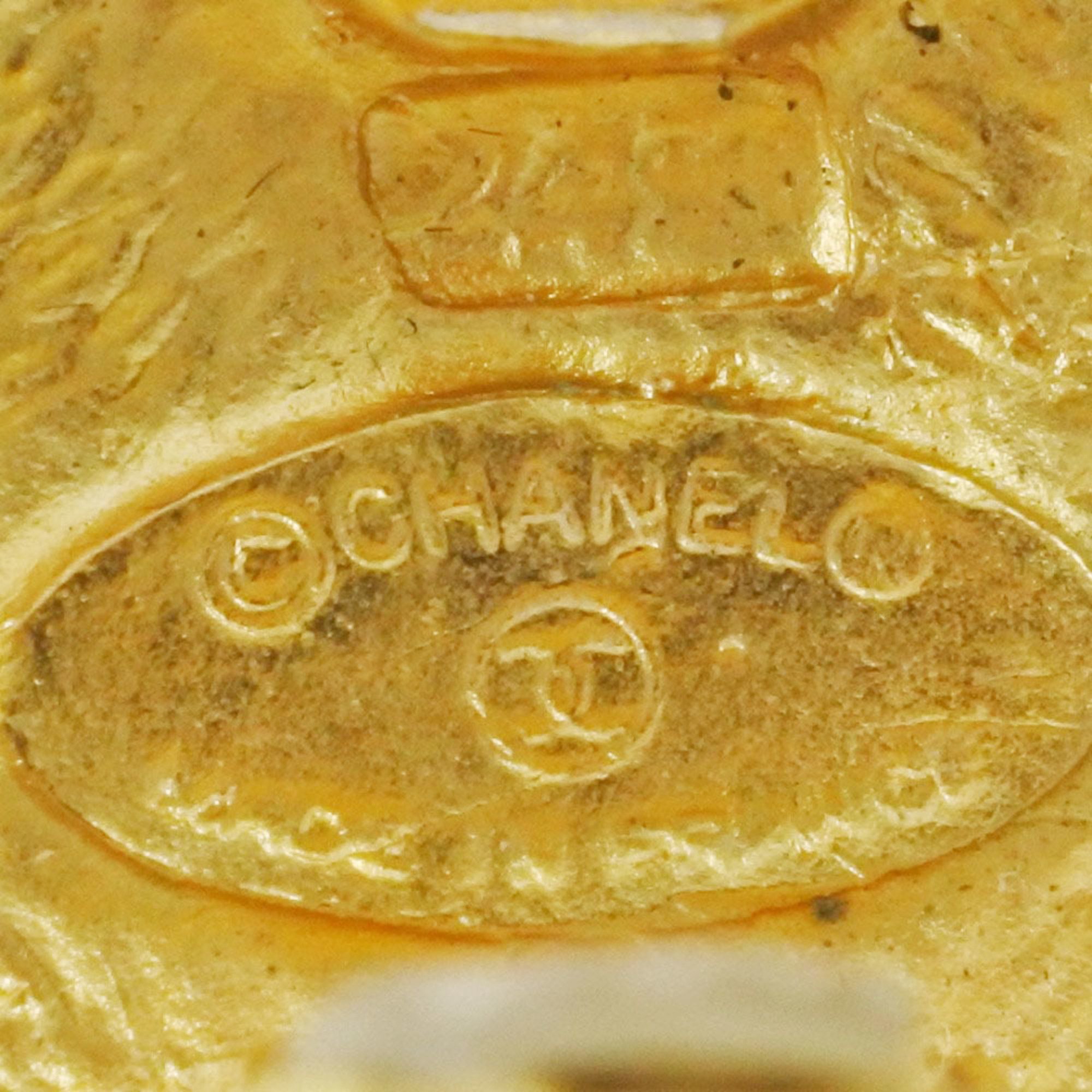 Chanel Cocomark Rhombus Vintage Gold Plated Women's Earrings