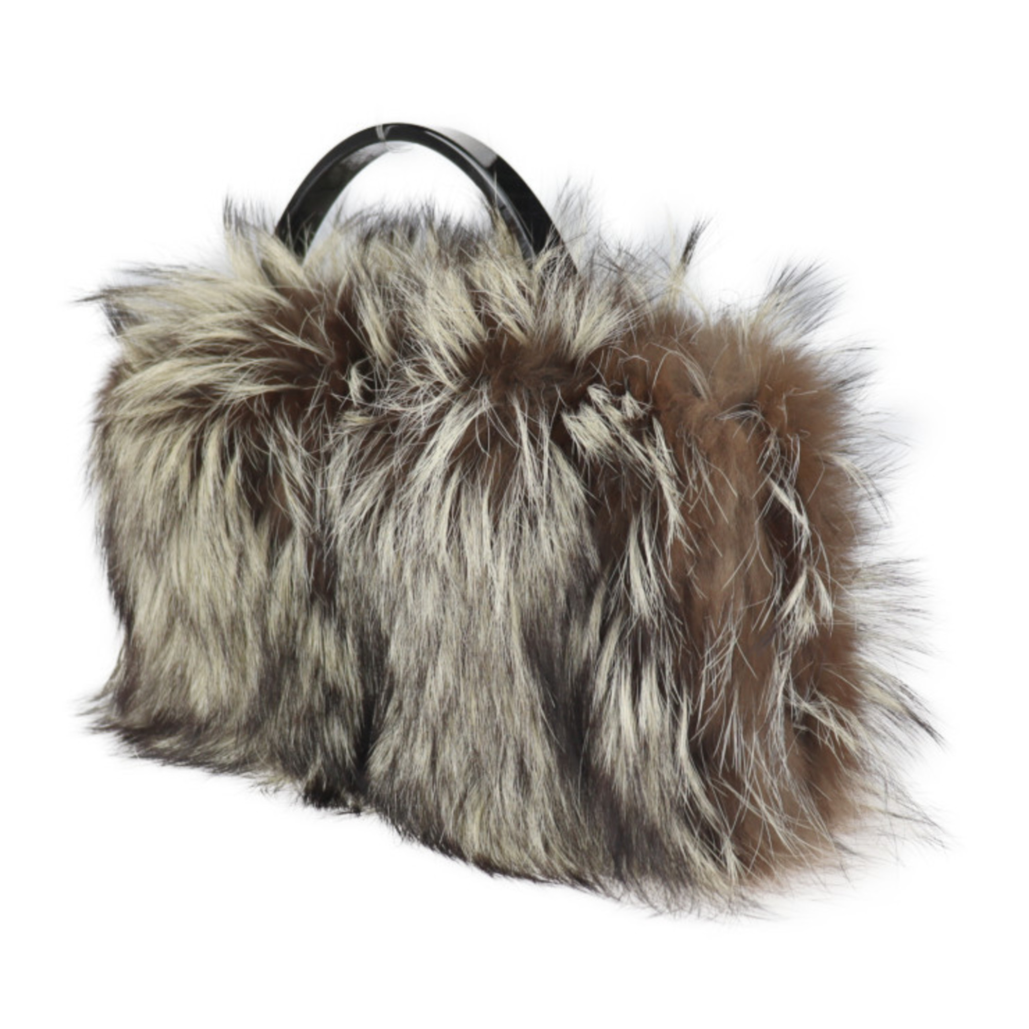 GIVENCHY Givenchy Handbag Plastic Fur Brown Black Mini Bag Compact Party