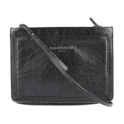 BALENCIAGA Balenciaga navy pochette shoulder bag 339937 leather black