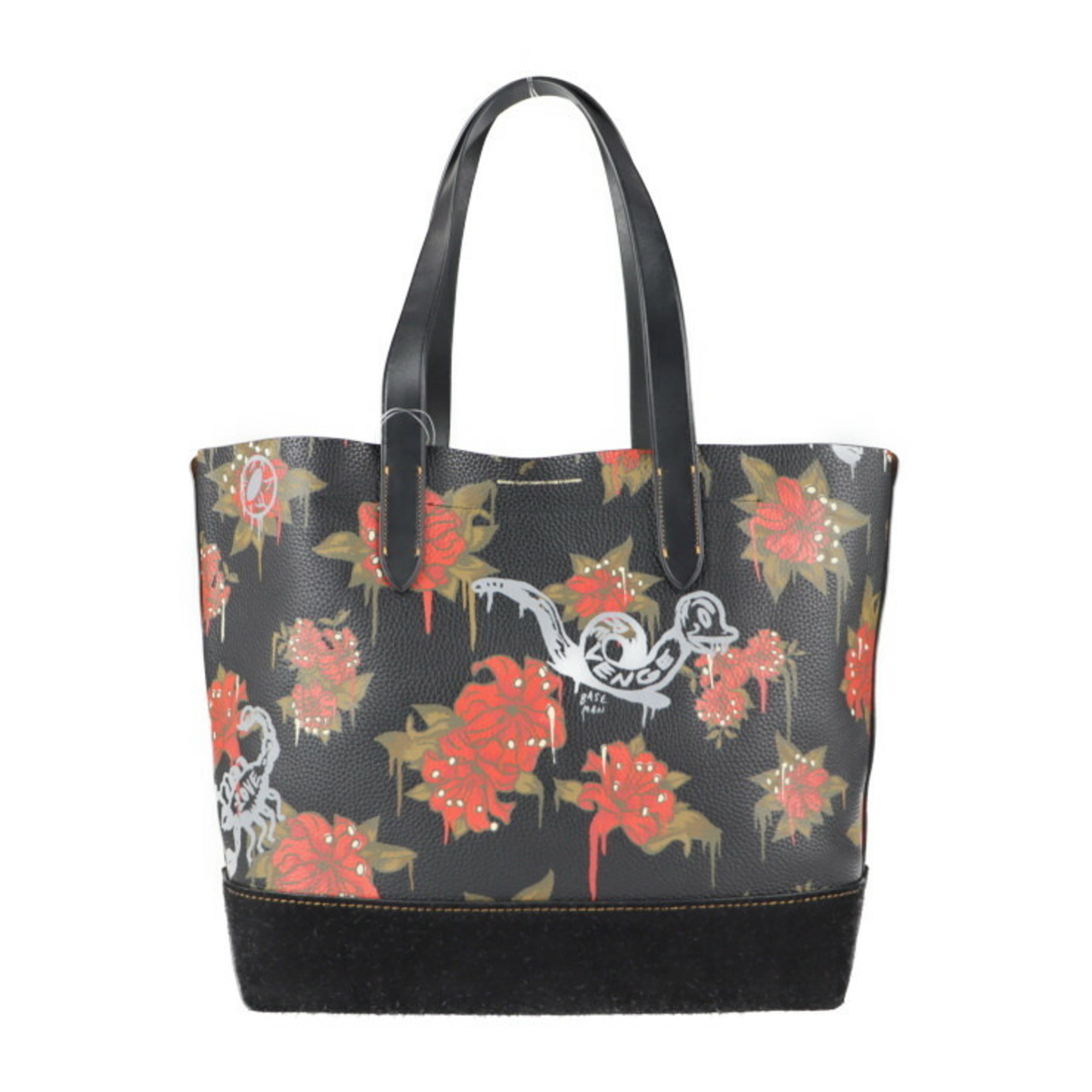 COACH Coach Gotham Tote With Wild Lily Print BASEMAN Collaboration Bag 58907 Leather Suede Black Multicolor Flower Floral Shoulder