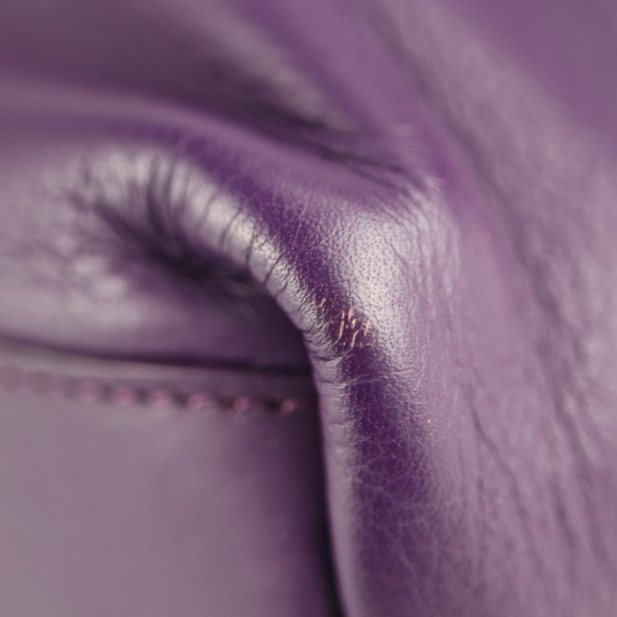 BOTTEGA VENETA Intrecciato Vertical Tote Bag Leather Purple Handbag Shawl Braided