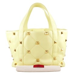 Valentino Roman Studs Quilted 2021SS Calf Yellow Ladies Tote Bag