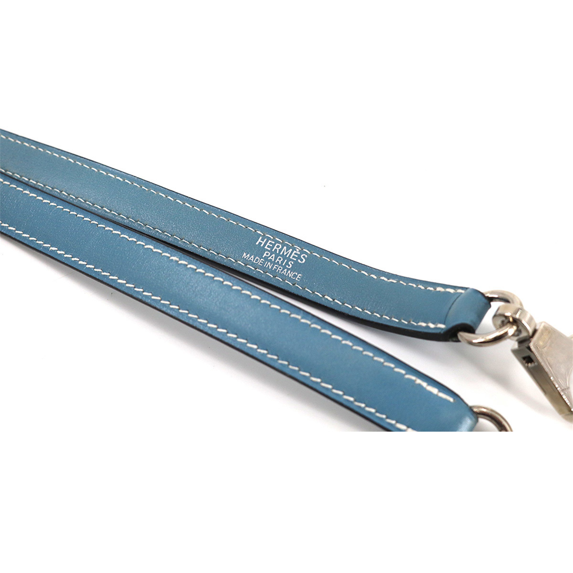Hermes HERMES Kelly Bolide Shoulder Strap Vogue River Leather Blue Jean Silver Hardware strap