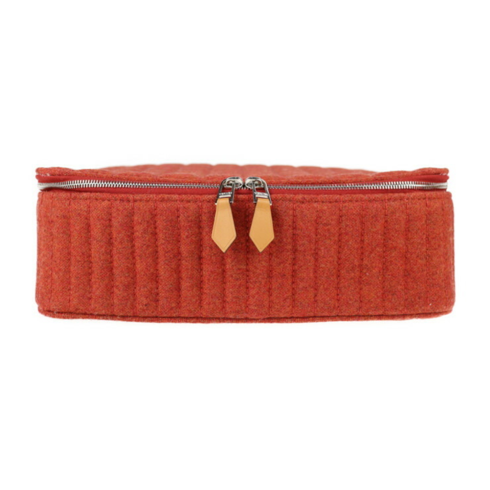 HERMES Hermes Paddock Pouch Wool Cashmere Terracotta Square Jewelry Case