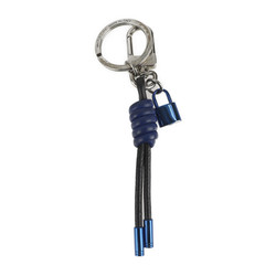 LOUIS VUITTON Louis Vuitton Portocle Knot Lock Keychain M61713 Metal Leather Silver Blue Black Key Ring