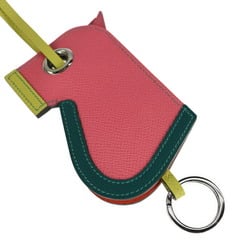 HERMES Hermes Camaille Charm Vo Epsom Rose Azalee Malachite Lime with Key Ring Bag