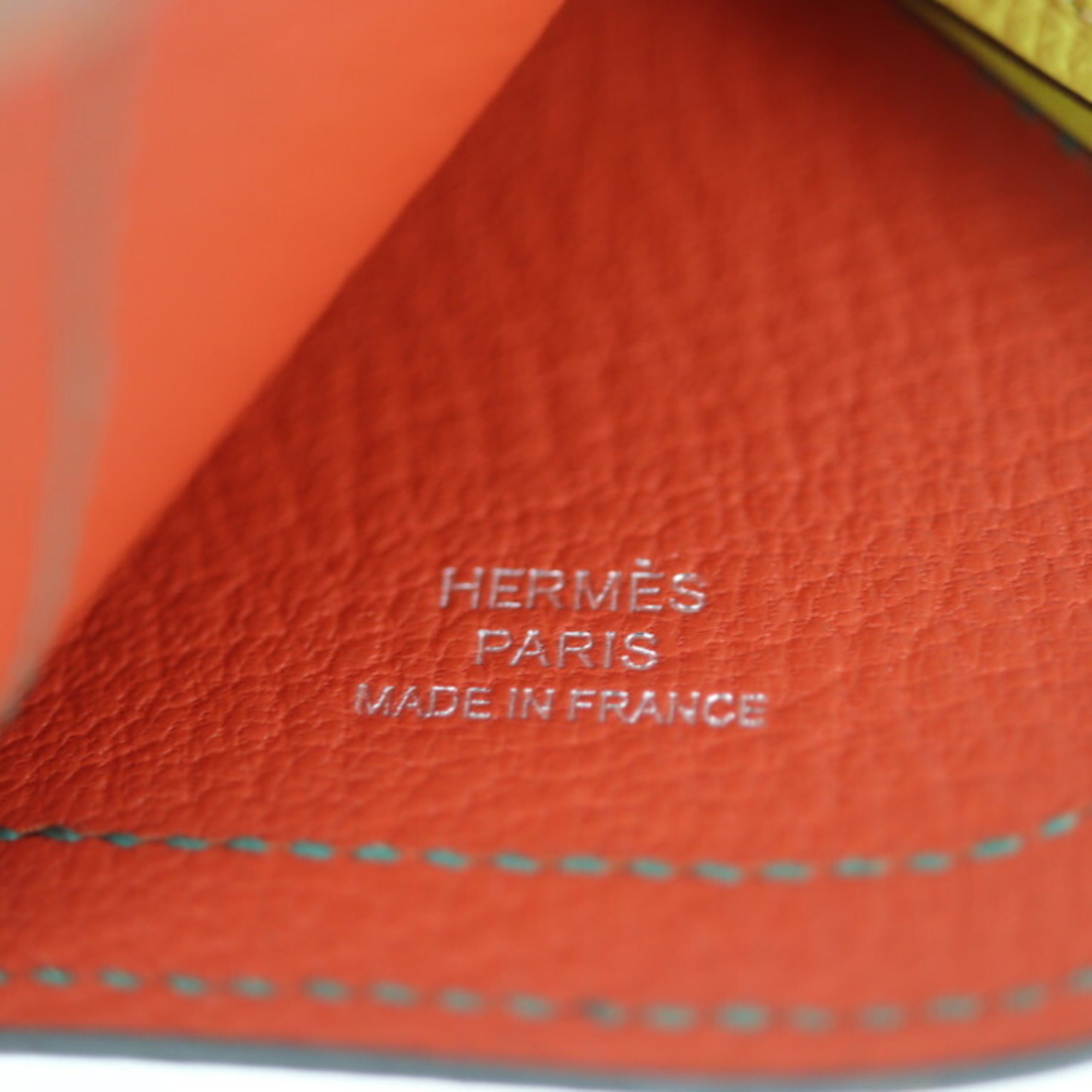 HERMES Hermes Camaille Charm Vo Epsom Rose Azalee Malachite Lime with Key Ring Bag