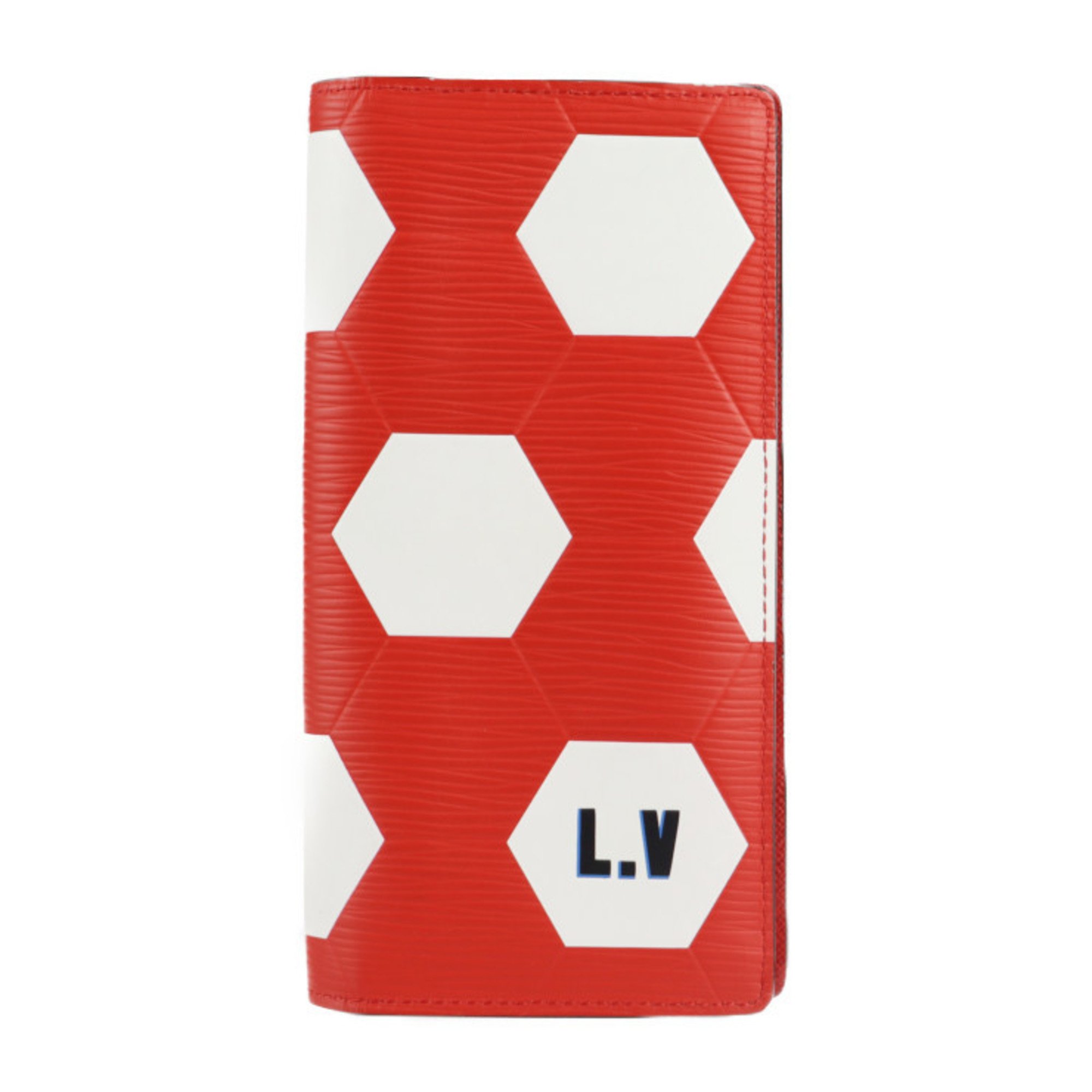 LOUIS VUITTON Louis Vuitton Portefeuille Brother Epi License Collection Bifold Wallet M63230 Leather Red Rouge White Long 2018 FIFA World Cup Limited Edition Soccer Ball Motif Biton