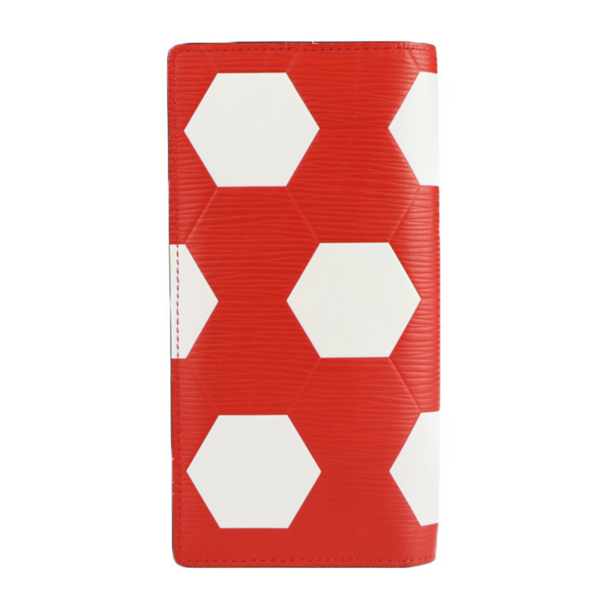 LOUIS VUITTON Louis Vuitton Portefeuille Brother Epi License Collection Bifold Wallet M63230 Leather Red Rouge White Long 2018 FIFA World Cup Limited Edition Soccer Ball Motif Biton