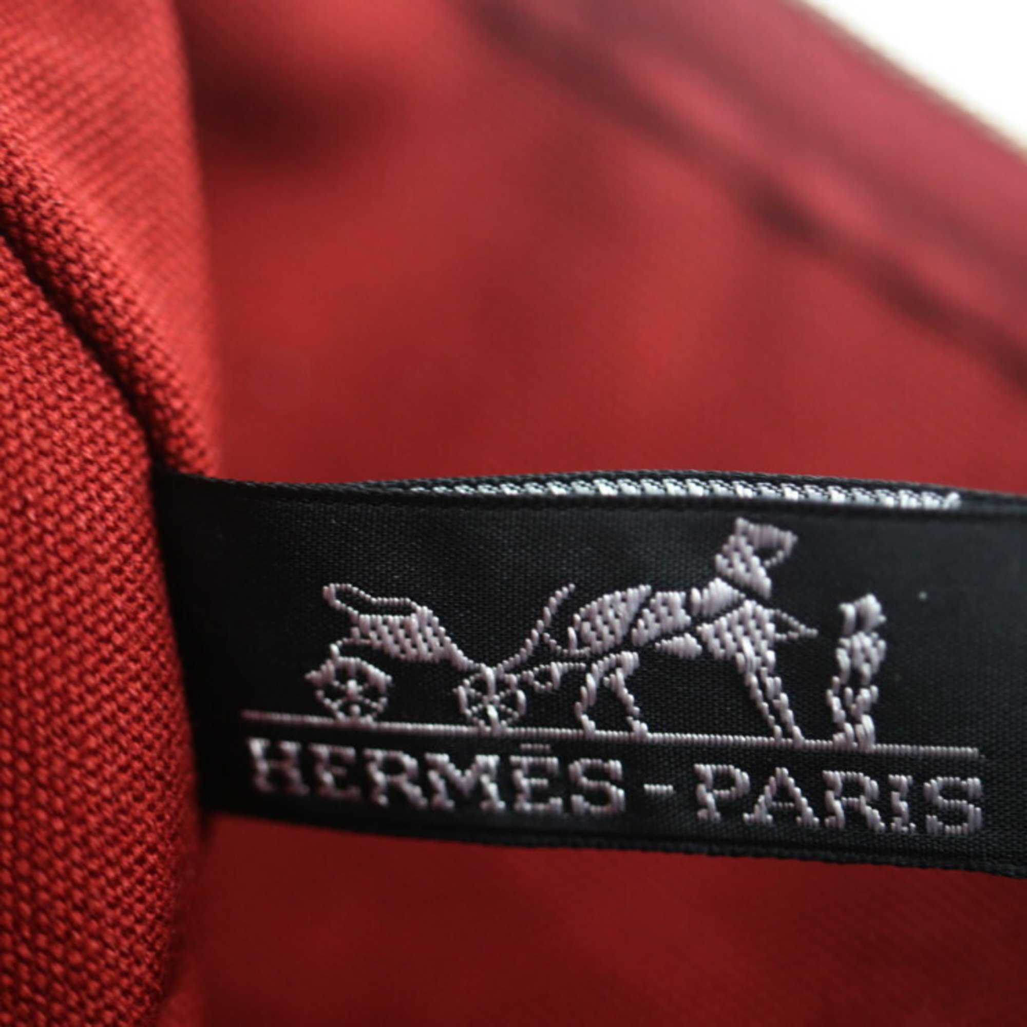 HERMES Hermes Bora Pouch MM Cotton Canvas Leather Bordeaux Series