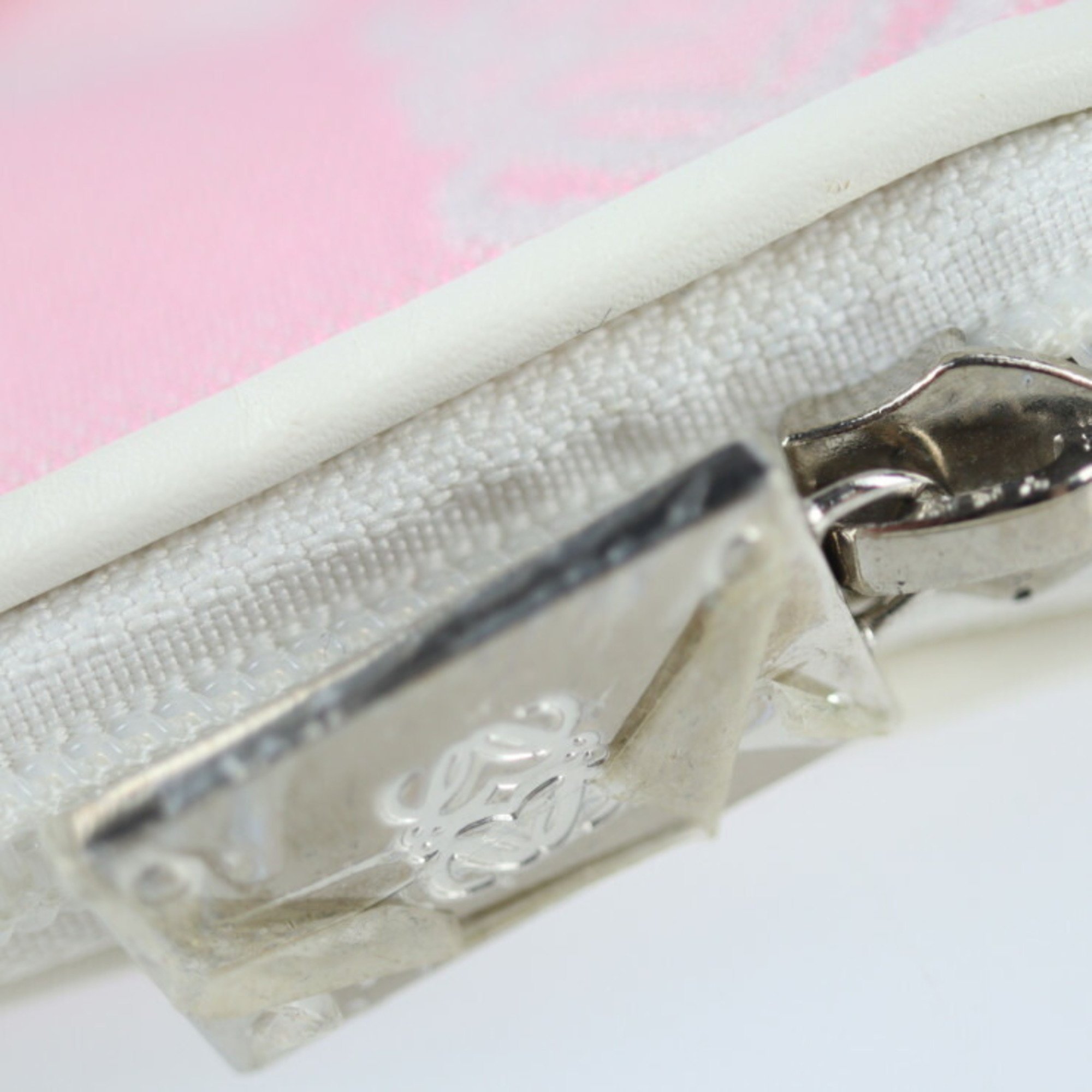 LOEWE Loewe shoulder bag canvas leather pink white diagonal hanging