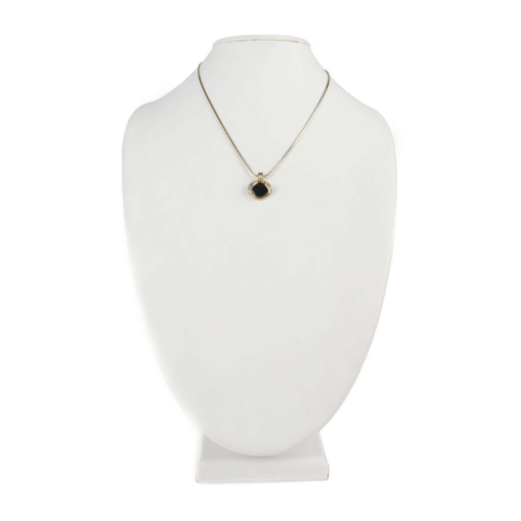Christian Dior necklace metal gold black pendant rhinestone