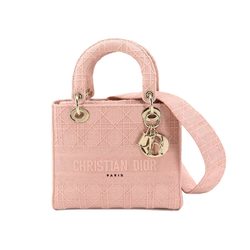Christian Dior Lady Delight Medium 2way Hand Shoulder Bag Canvas Pink M0565OREY LADY D-LITE