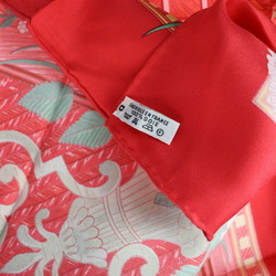 HERMES Hermes JEUX DE PAILLE Carre 90 scarf silk red multicolor