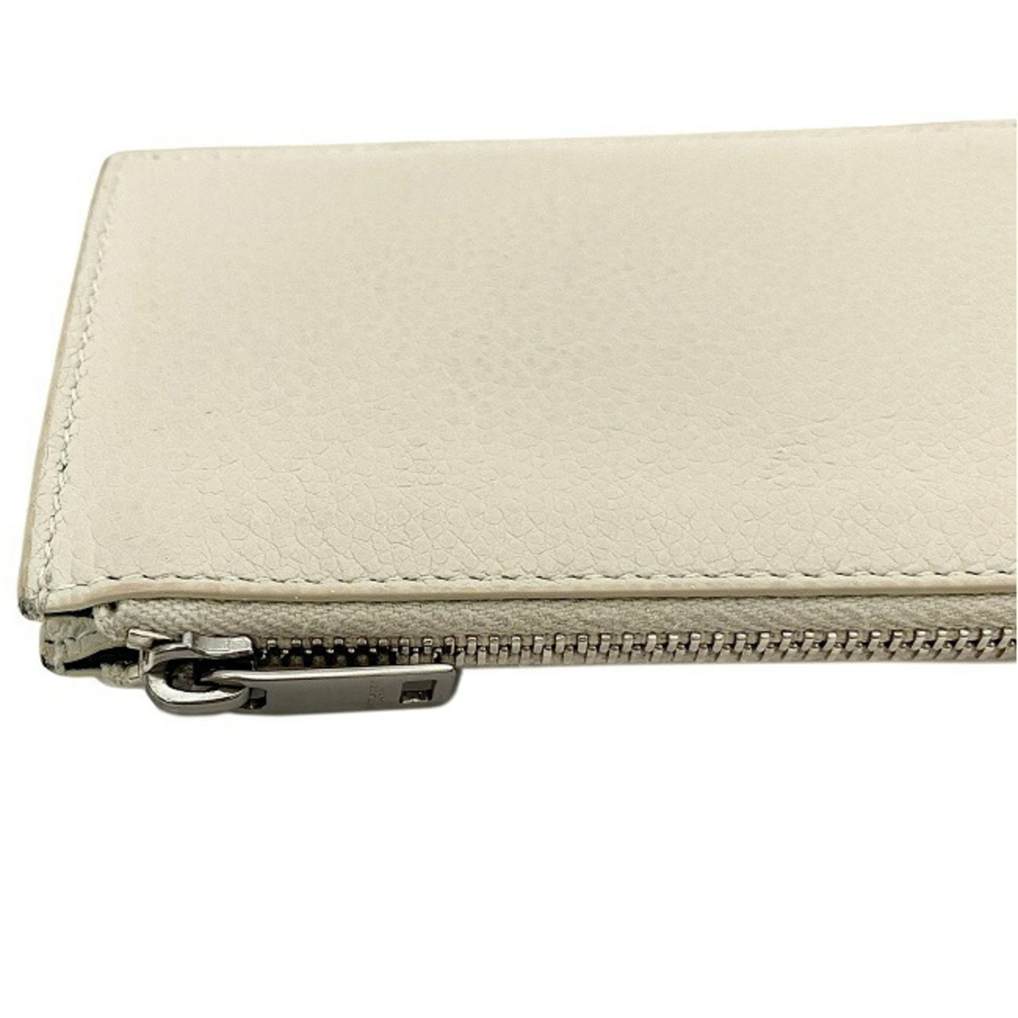 Saint Laurent card case gray beige silver 458583 coin leather SAINT LAURENT PARIS holder purse wallet ladies