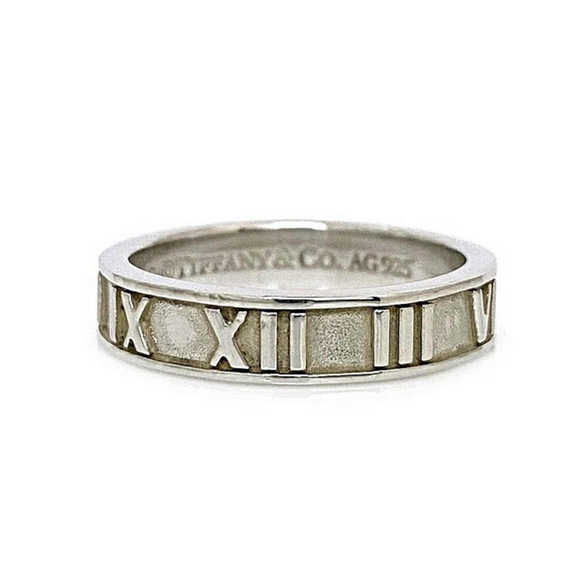 Tiffany Atlas Narrow Ring Silver No. 8.5 Ag 925 TIFFANY&Co. Flat Band Roman Numeral Women's