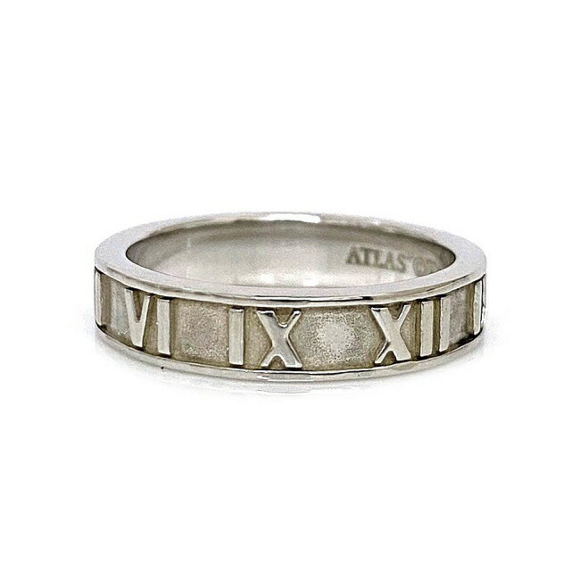 Tiffany Atlas Narrow Ring Silver No. 8.5 Ag 925 TIFFANY&Co. Flat Band Roman Numeral Women's