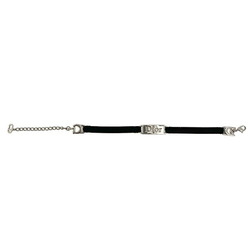 Christian Dior Bracelet Black Silver Plate Ribbon Ladies Accessory CD