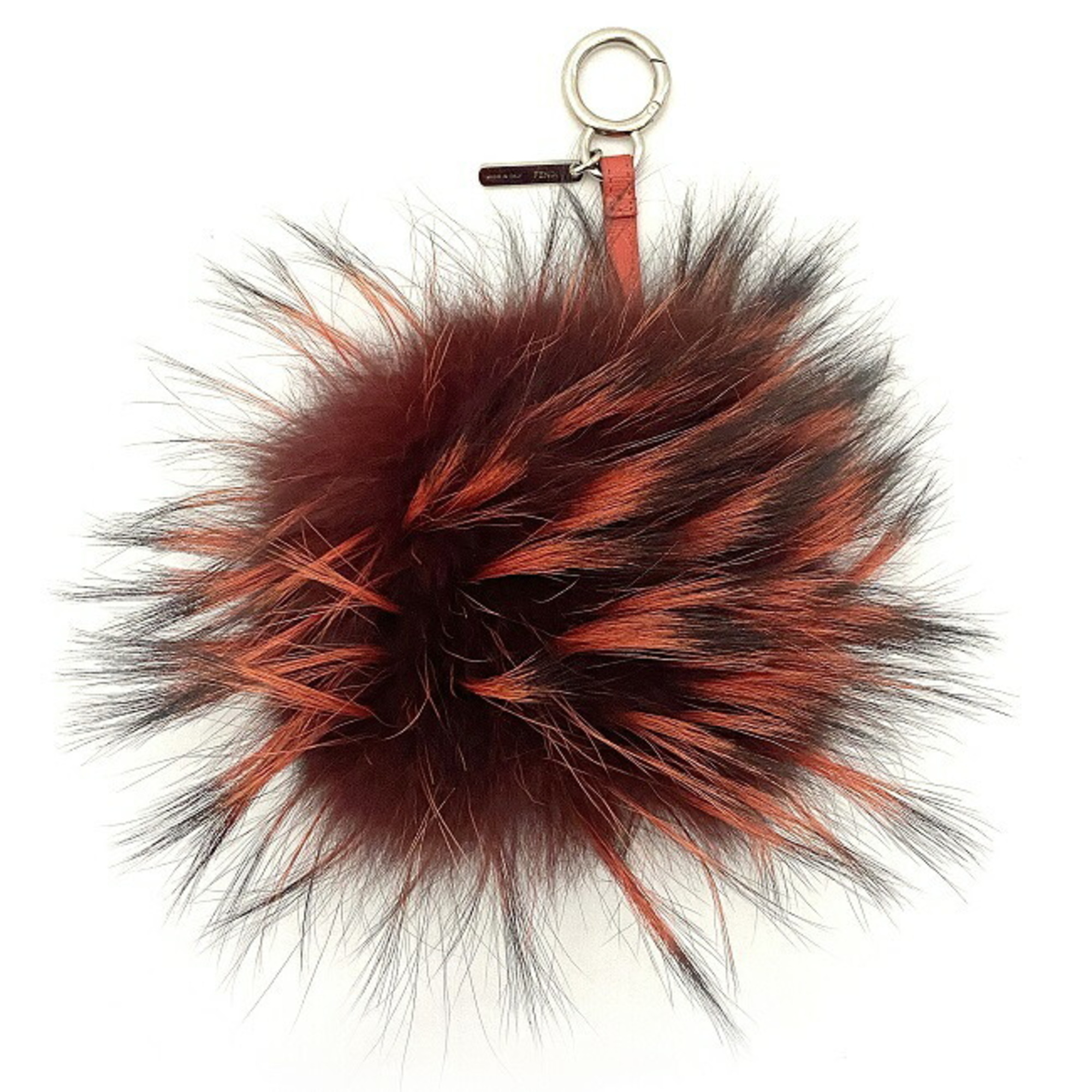 Fendi Keychain Bag Bugs Bordeaux Red Beige Silver Monster 7AR683 Fur Leather FENDI Charm Kabuki Accent Impact