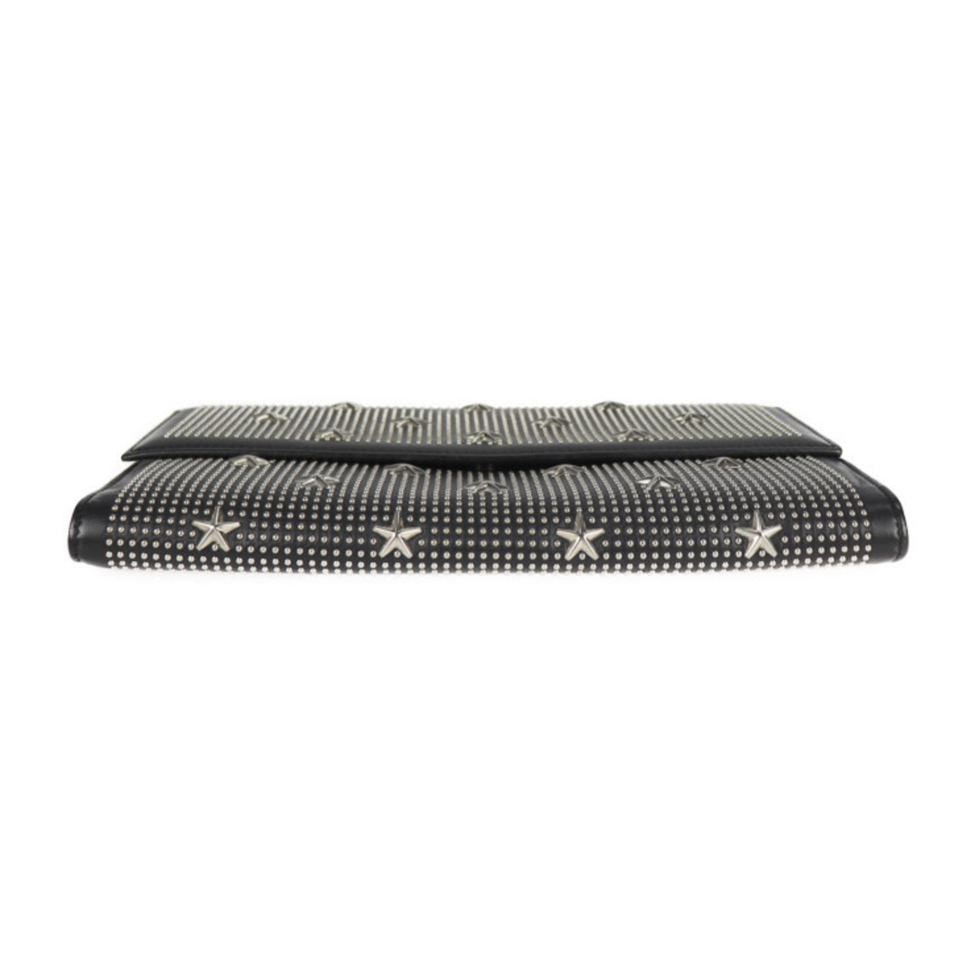 JIMMY CHOO Jimmy Choo clutch bag leather black silver metal fittings star studs second flap