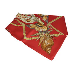 HERMES Hermes Rocaille seashell Carre 90 scarf silk scarlet multicolor